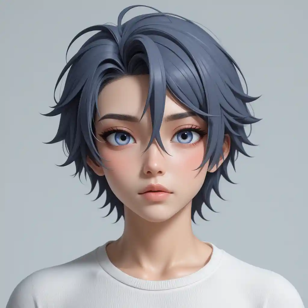 Avatar masculino de anime limpo com olhos e cabelo expressivos