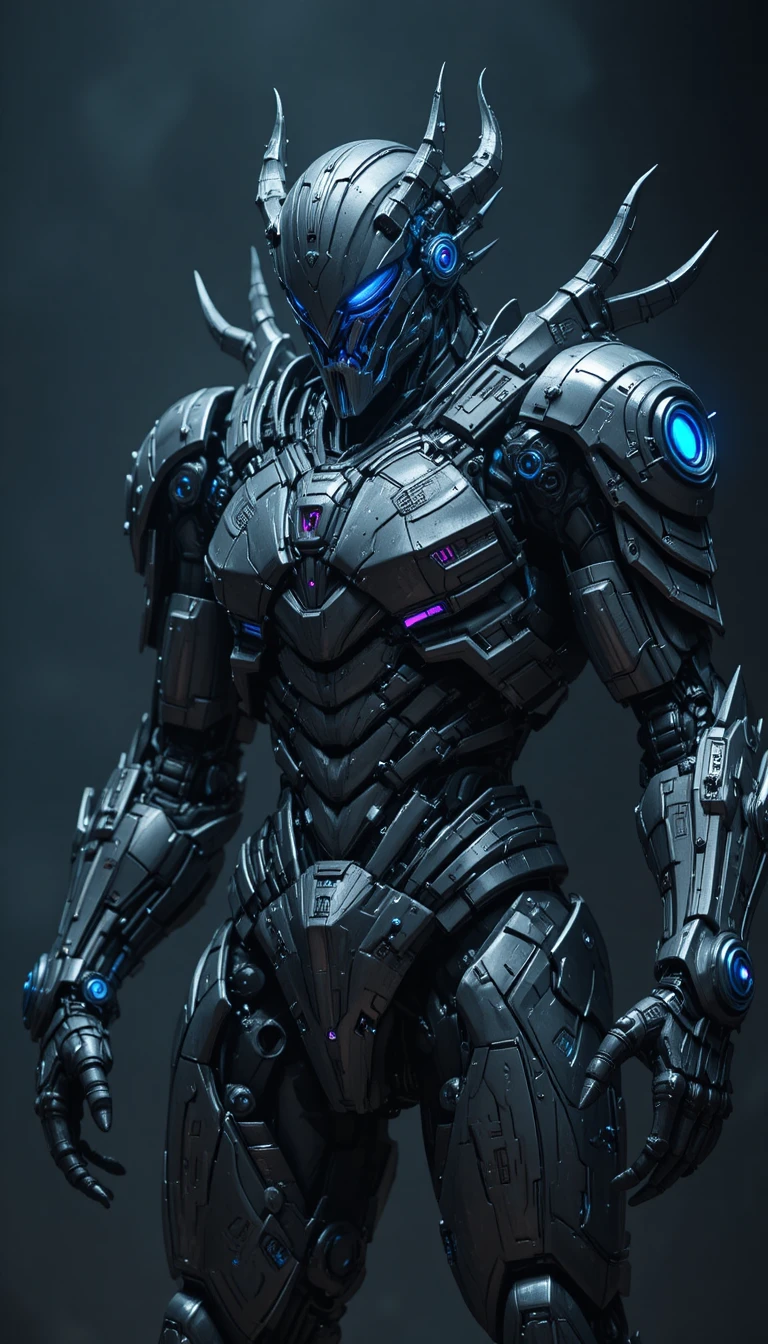 Guerriero Mecha Demone Futuristico in Pesante Armatura