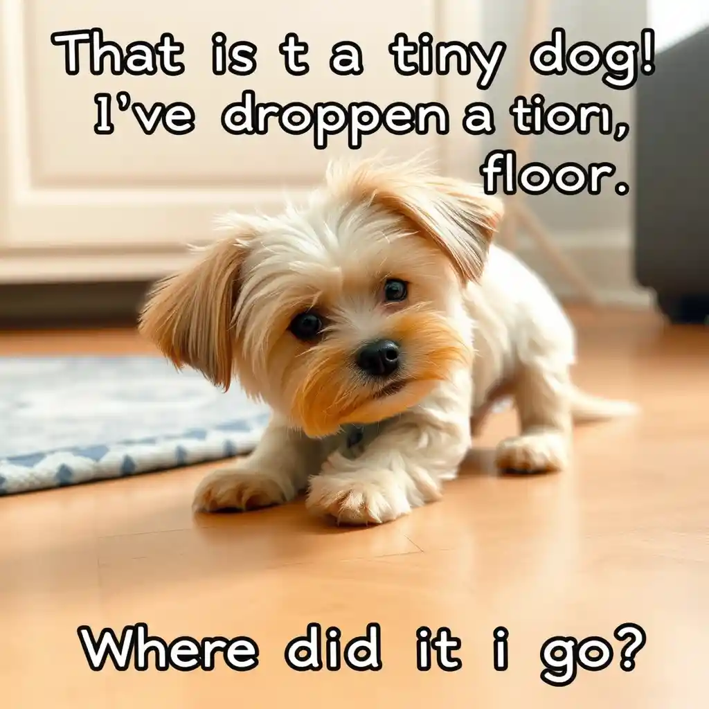 Tiny dog disappearing after falling onto the floor