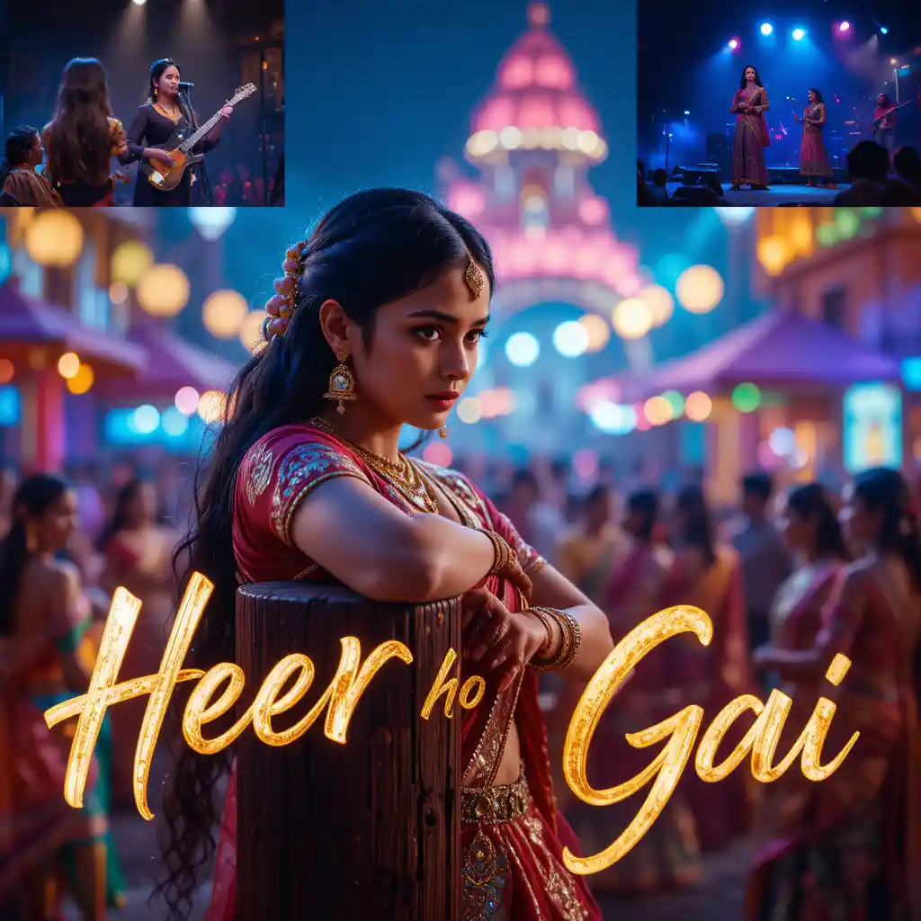 Femme indienne émotive à un festival nocturne aux lumières scintillantes