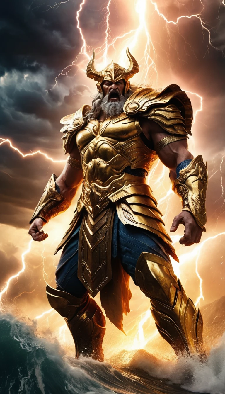 Zeus choca con un dios de la guerra entre relámpagos y tormentas