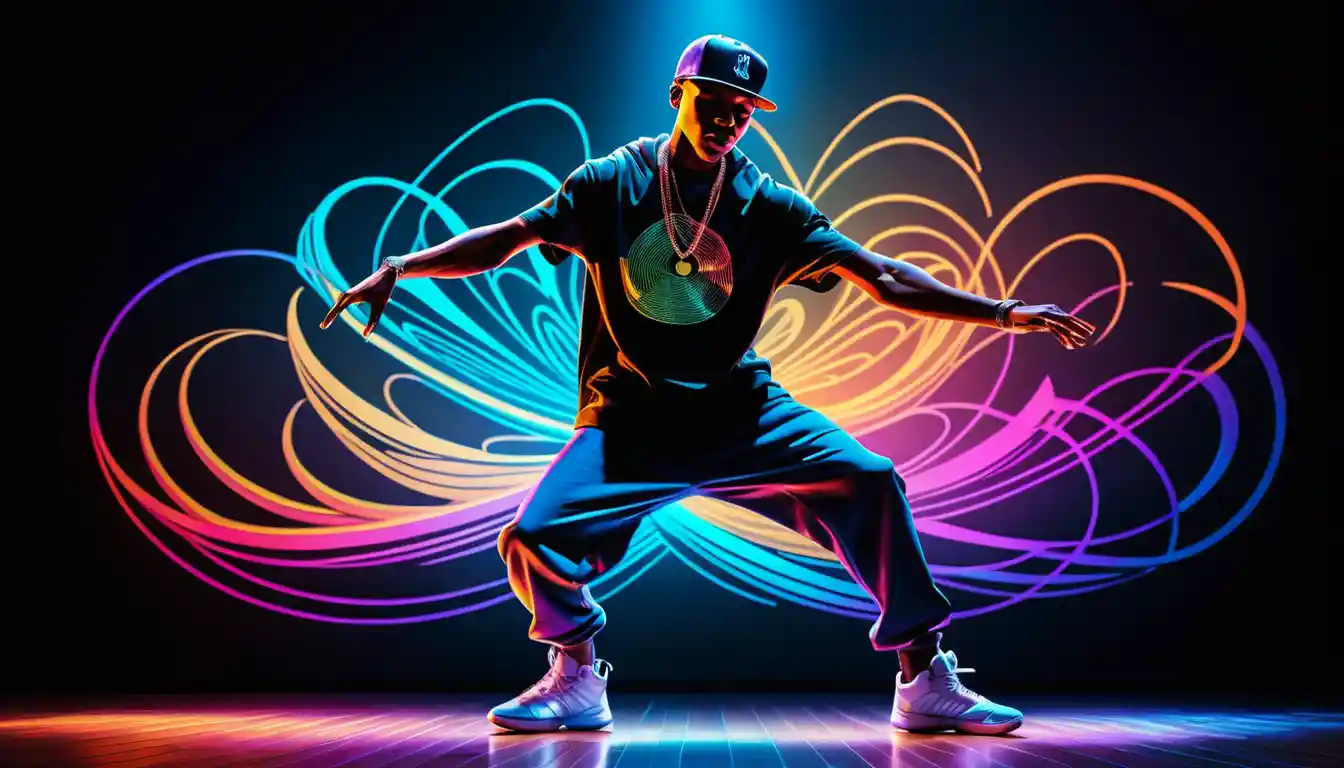 Farbwechselnde Line-Art eines Hip-Hop-Tänzers
