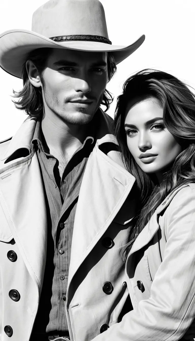 Romantic western couple portrait in the wild night