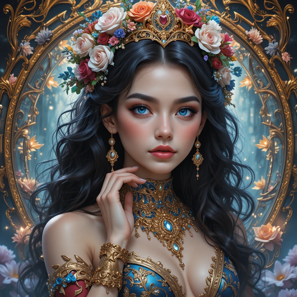 Fantasy portrait of a young woman with floral crown