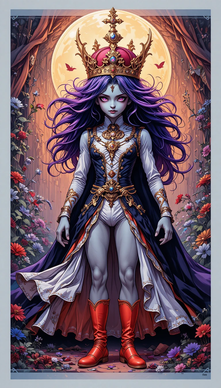 Bouffon fantasque dans un monde de fantasy violet éclatant