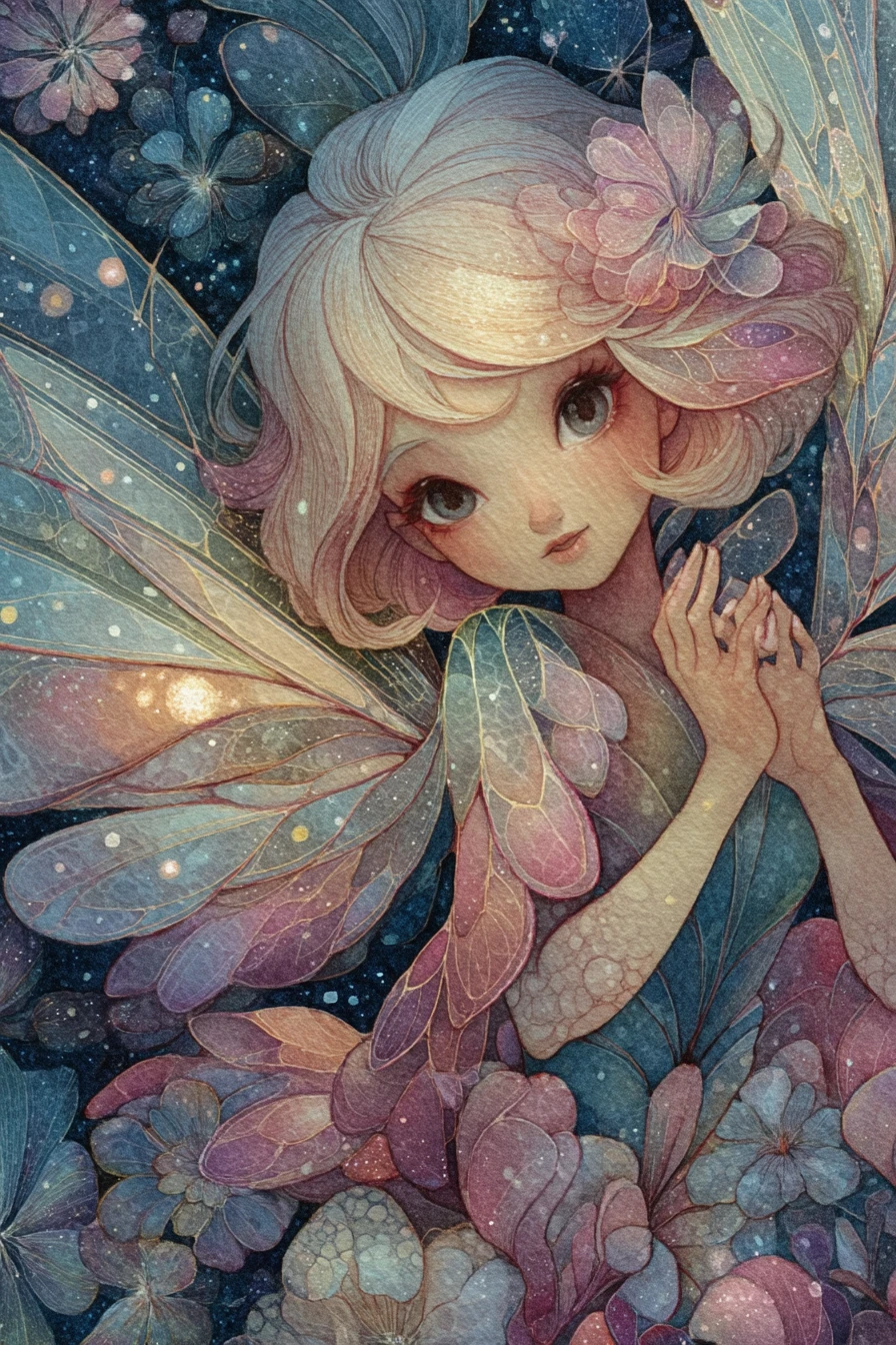 Ethereal Butterfly Girl Dancing Among Spring Flowers