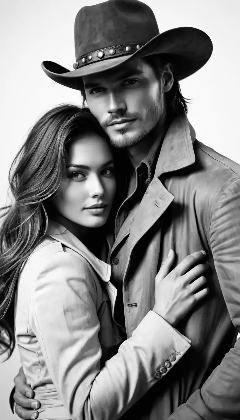 Elegant western couple portrait at night in close up