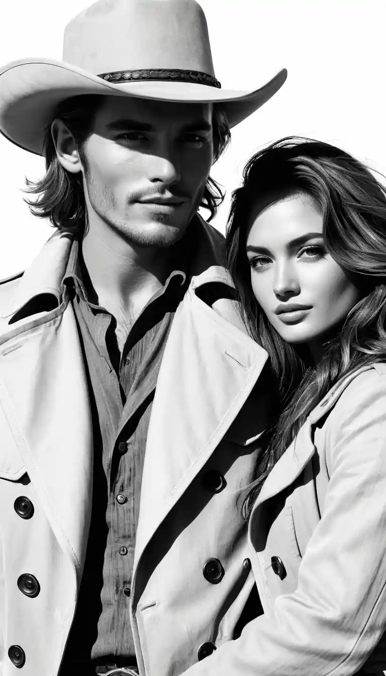 Romantic western couple portrait in the wild night