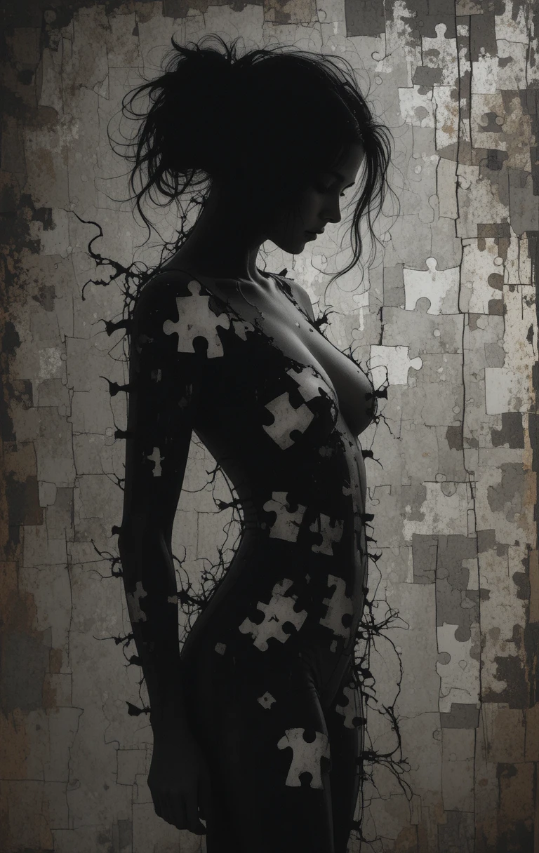 Shadowy choreography revealing a restless fractured inner self