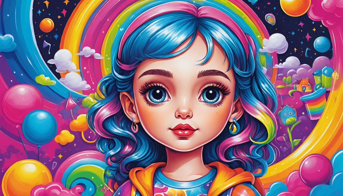 Nahaufnahme einer niedlichen Figur in einer farbenfrohen Studioillustration