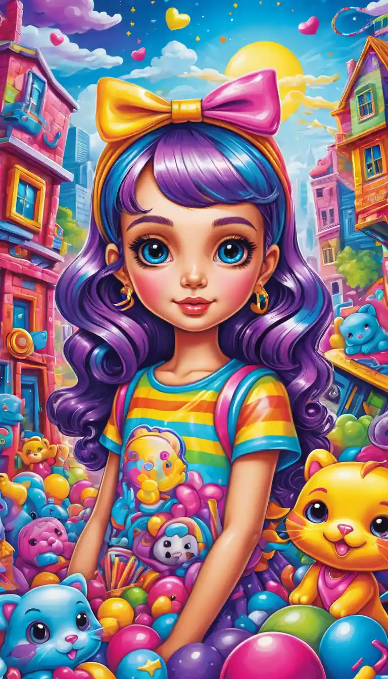 Close up sketchy girl in a neon fantasy studio