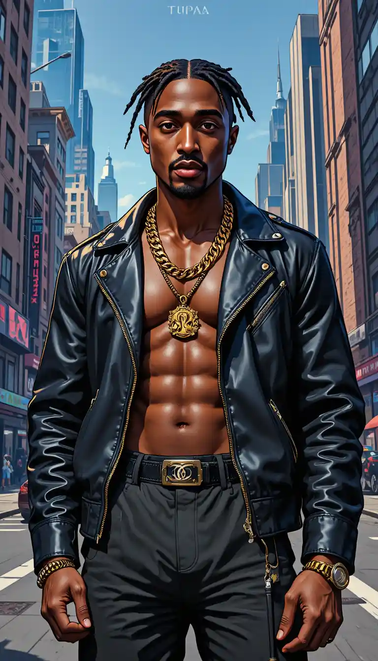 Confident young man on a city street with gold chain