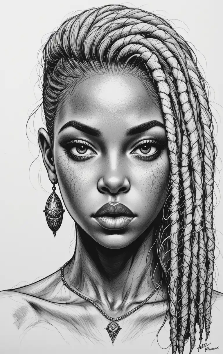 Freckled black girl with blonde locs and bold body markings