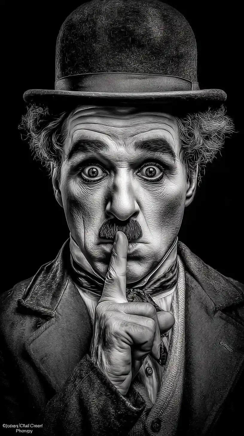 Black and white close up portrait of a silent man