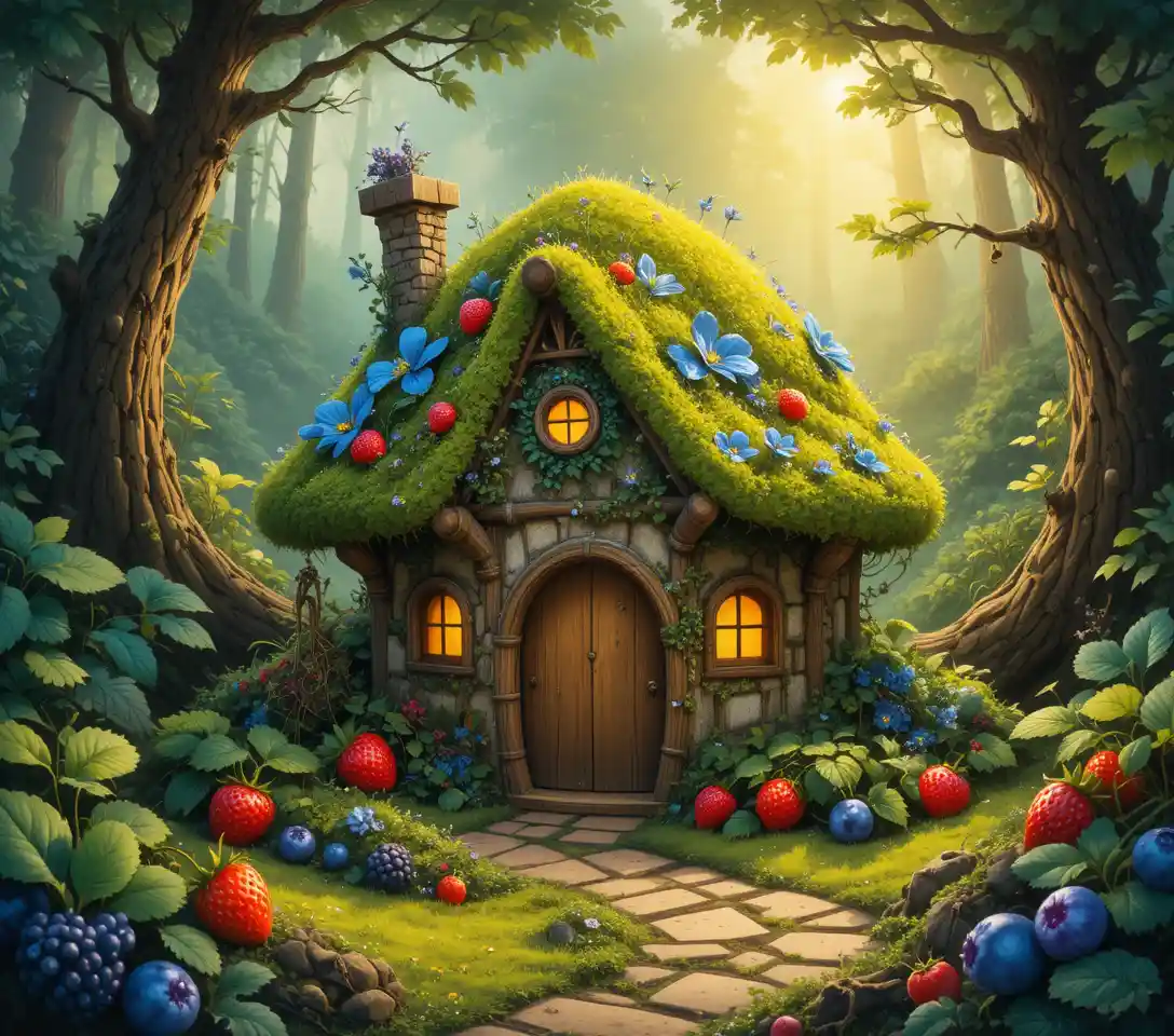 Whimsical Fairy Cottage Nestled In A Glowing Forest