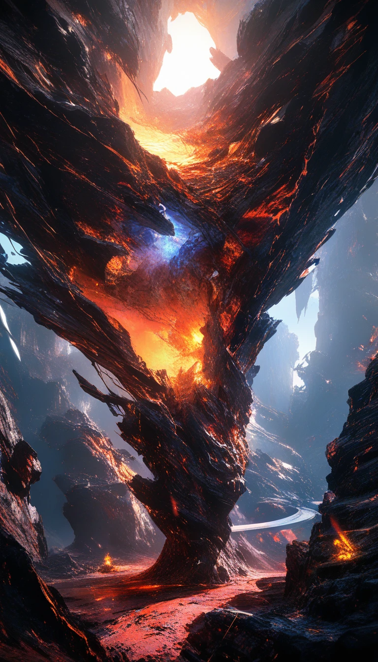 Vast otherworldly landscape in photorealistic cinematic style