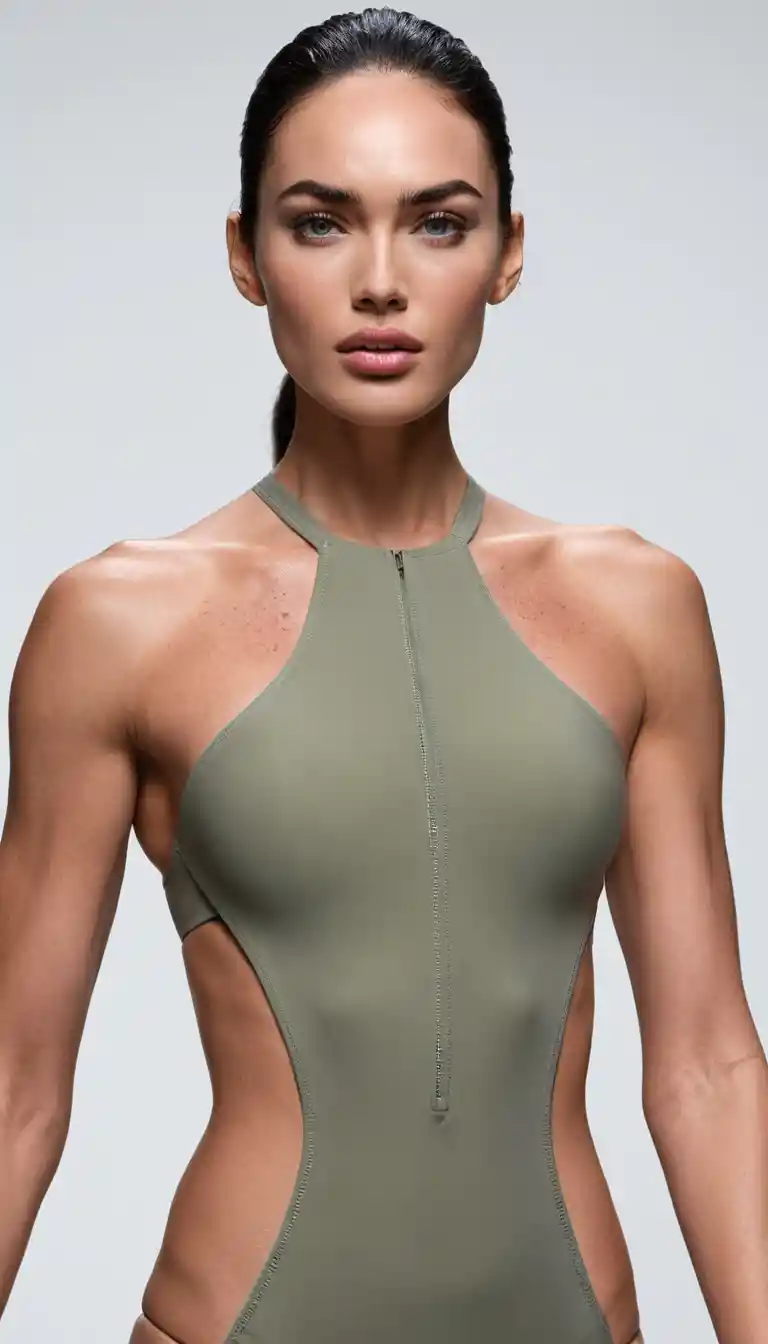 Femme aux cheveux mouillés en maillot rose assise dans une baignoire en bois