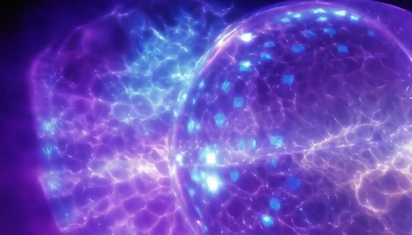 Glowing plasma energy shield with hexagonal light patterns