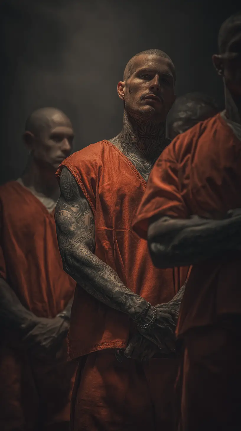 Latino gangsters fighting inside a crowded prison cell