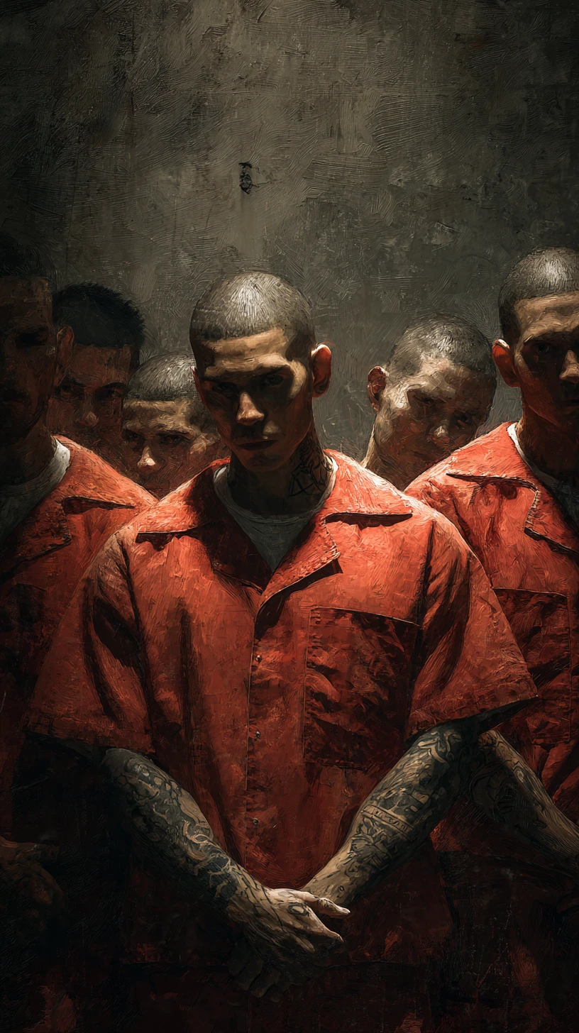 Membres de gang latinos réunis dans une prison réaliste