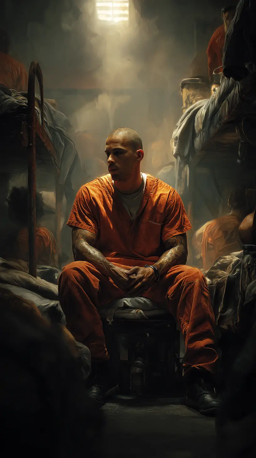 Prisonniers latinos rassemblés dans une cellule surpeuplée