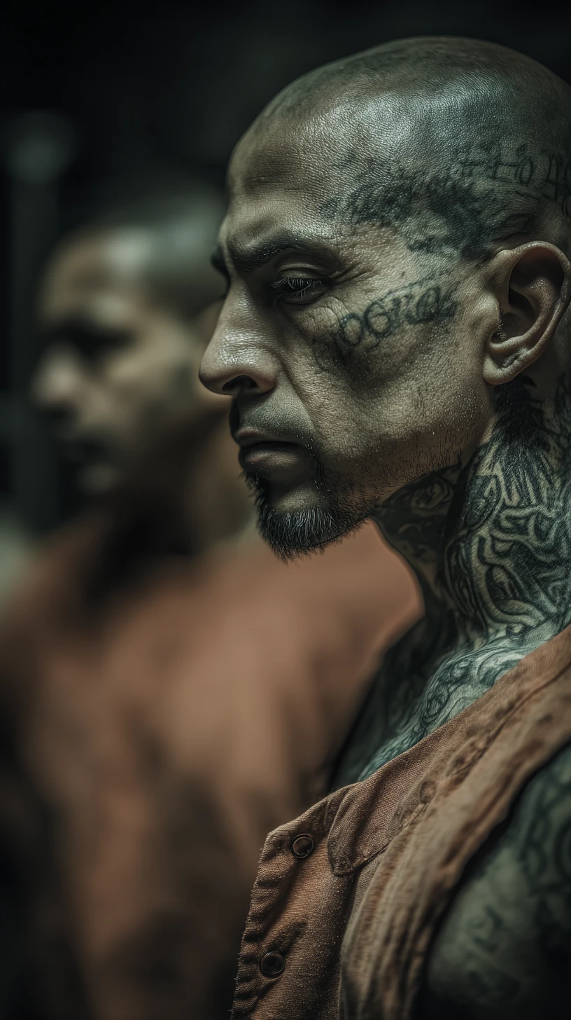 Membri di gang latine in una cella affollata del carcere di Los Angeles