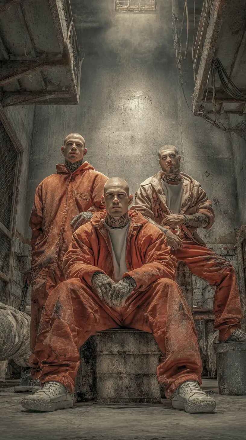 Latino gangsters fighting inside a crowded prison cell