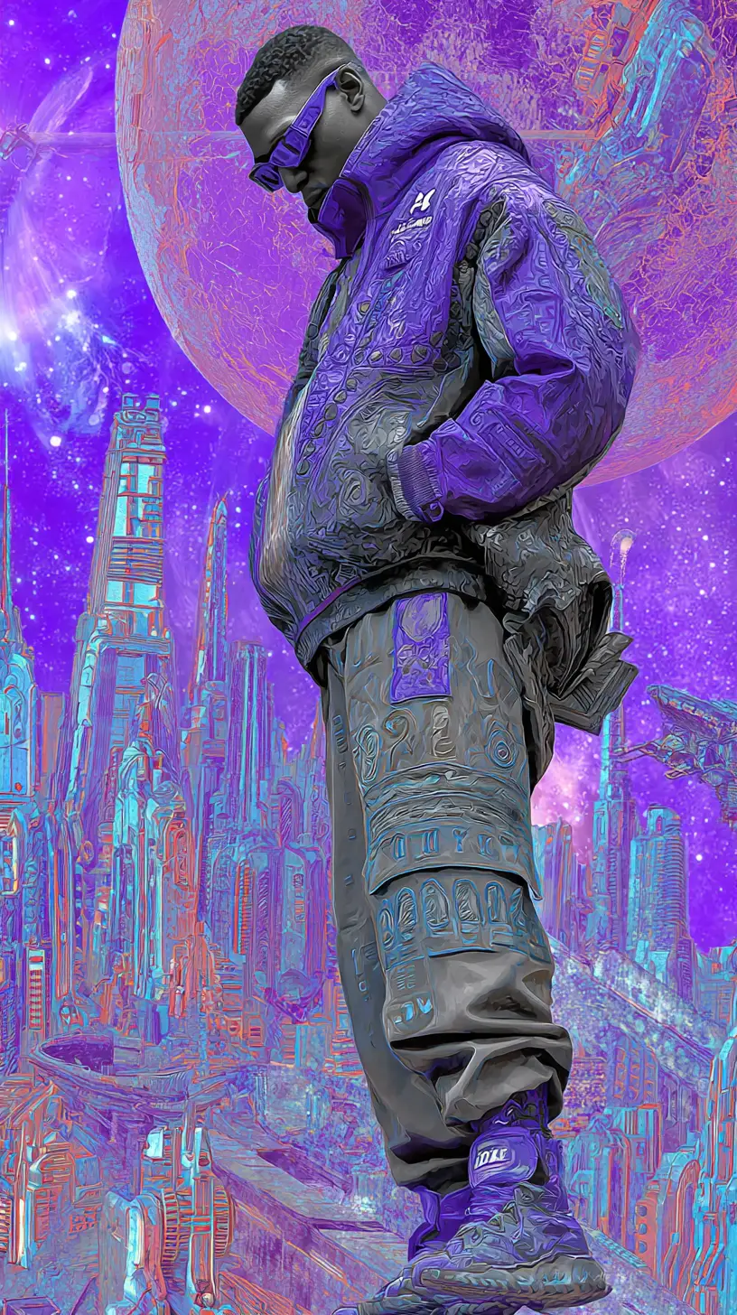 Confident young man in an urban rap inspired scene