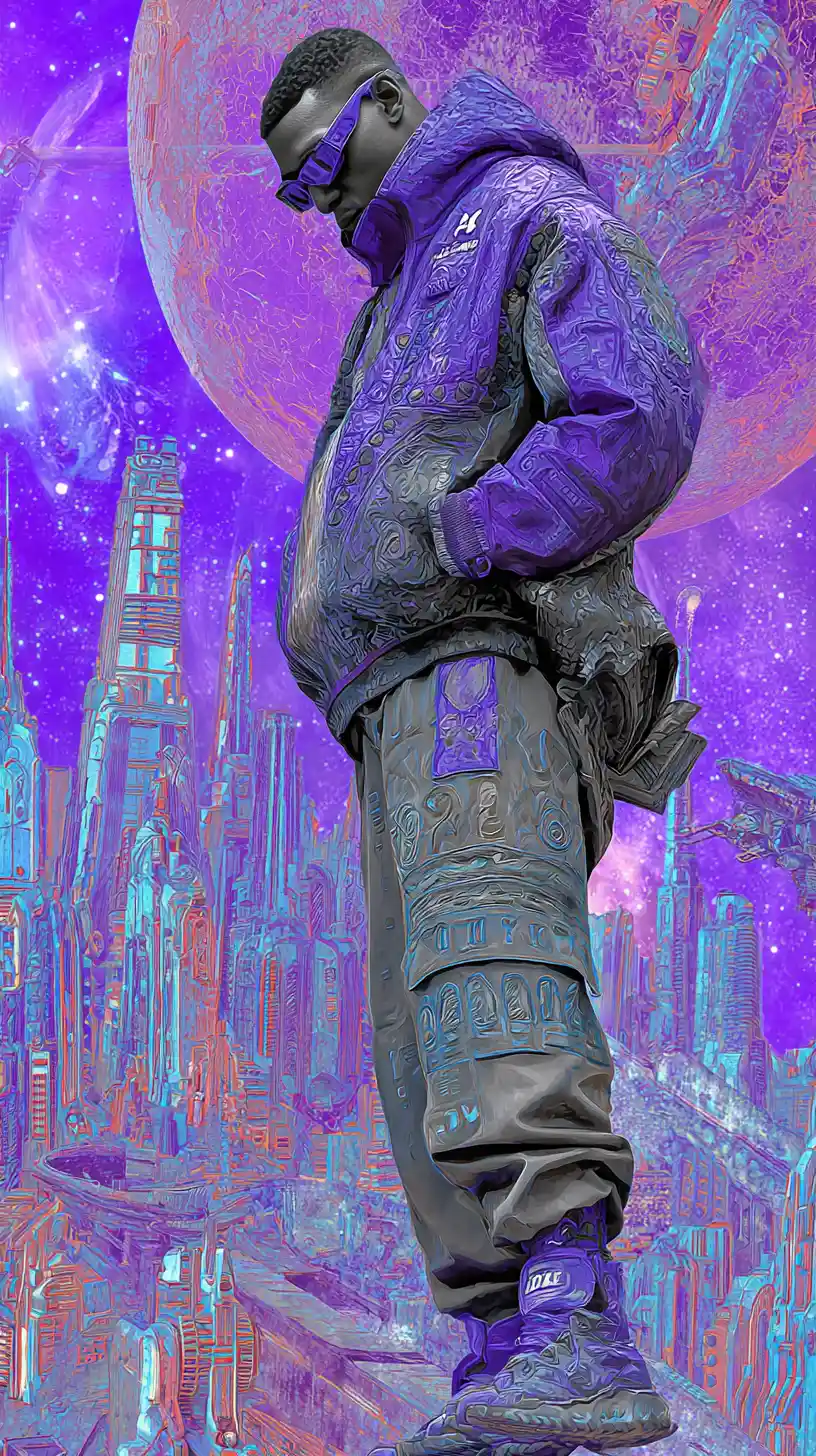 Confident young man in an urban rap inspired scene
