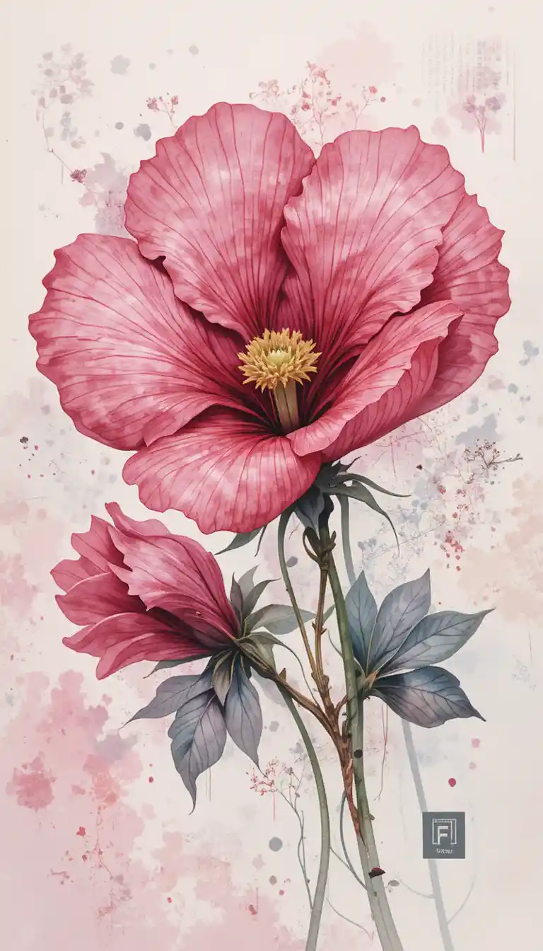 Folleto gráfico con ilustración estilizada de flor de guisante de olor