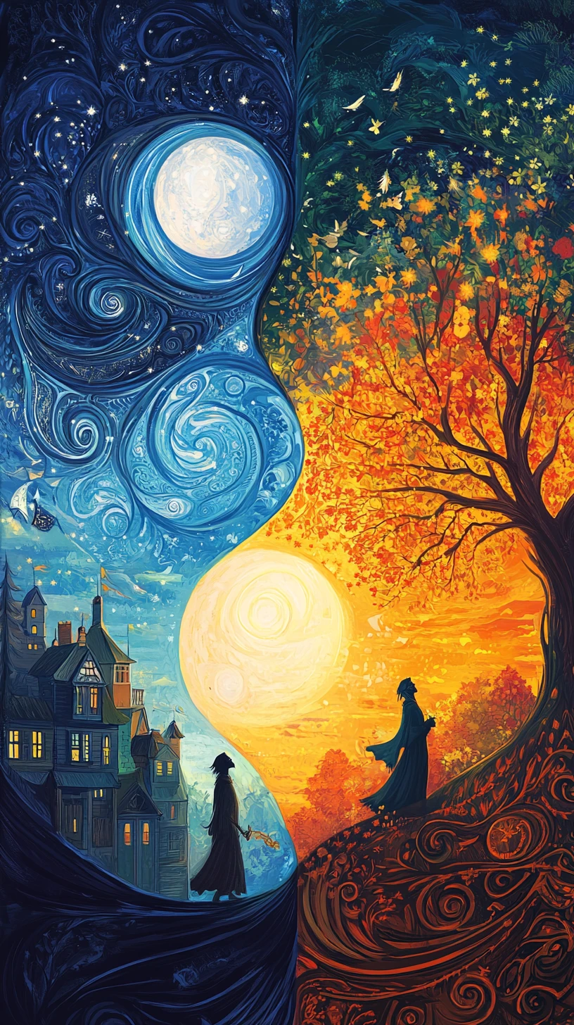 Sciamano Mistico nel Mondo a Spirale di Luna e Sole