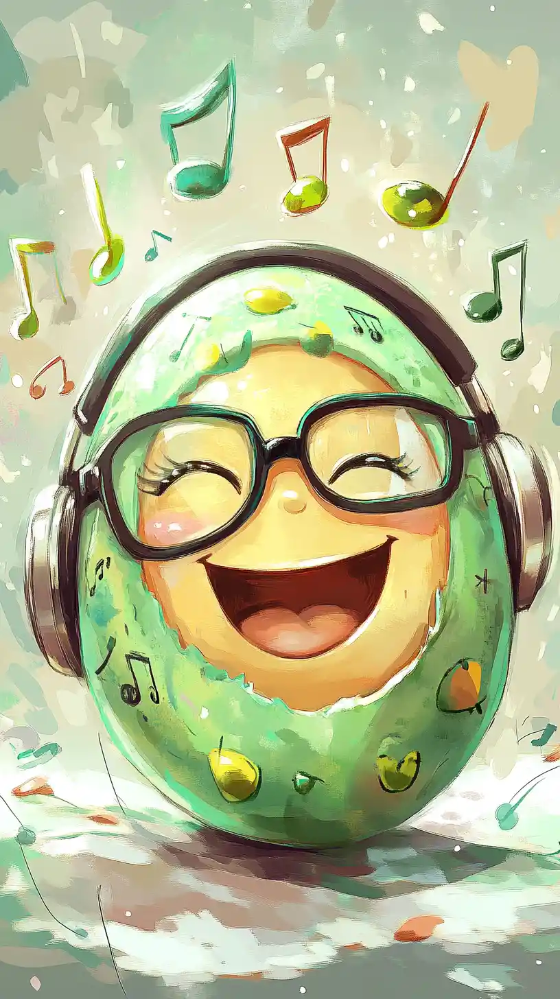 Cute easter egg with headphones and glasses illustration