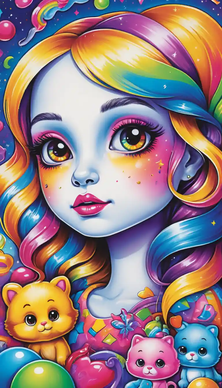 Close up of a cute character in a colorful studio