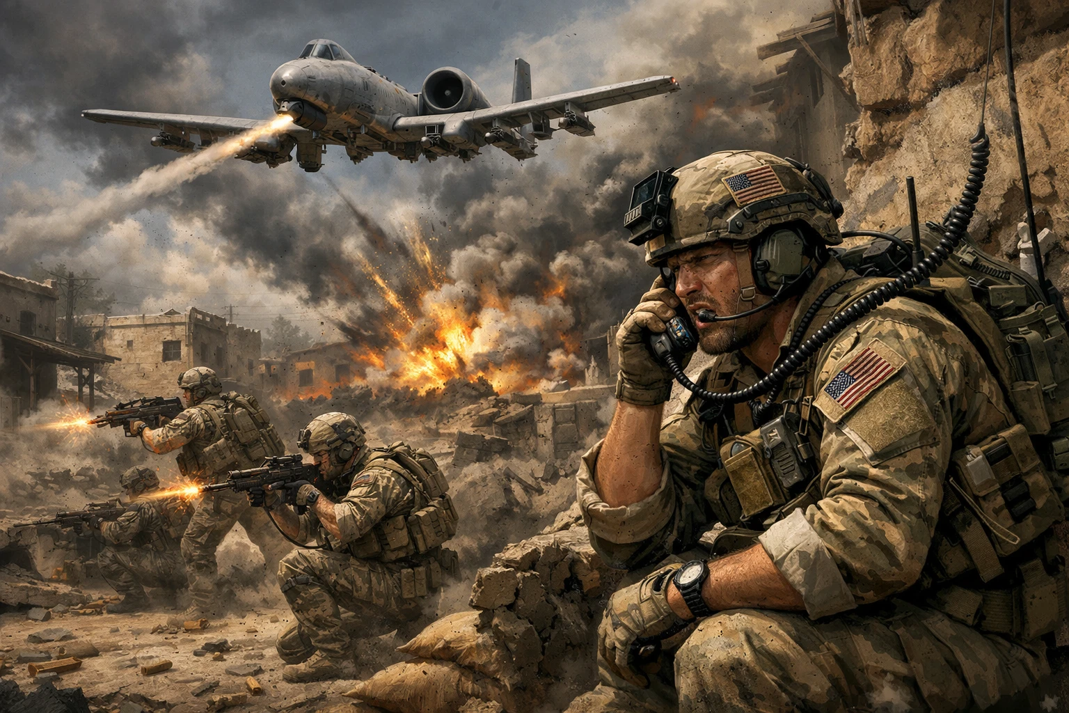 Forze speciali americane in battaglia in un piccolo villaggio