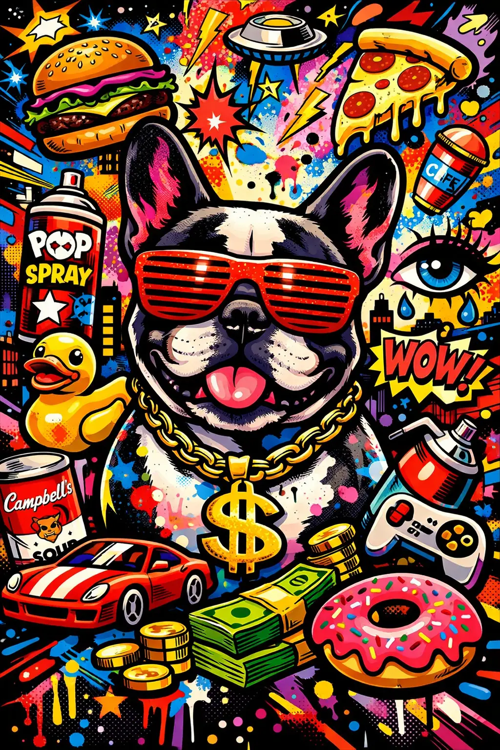 Abstract urban graffiti art with vivid colorful details