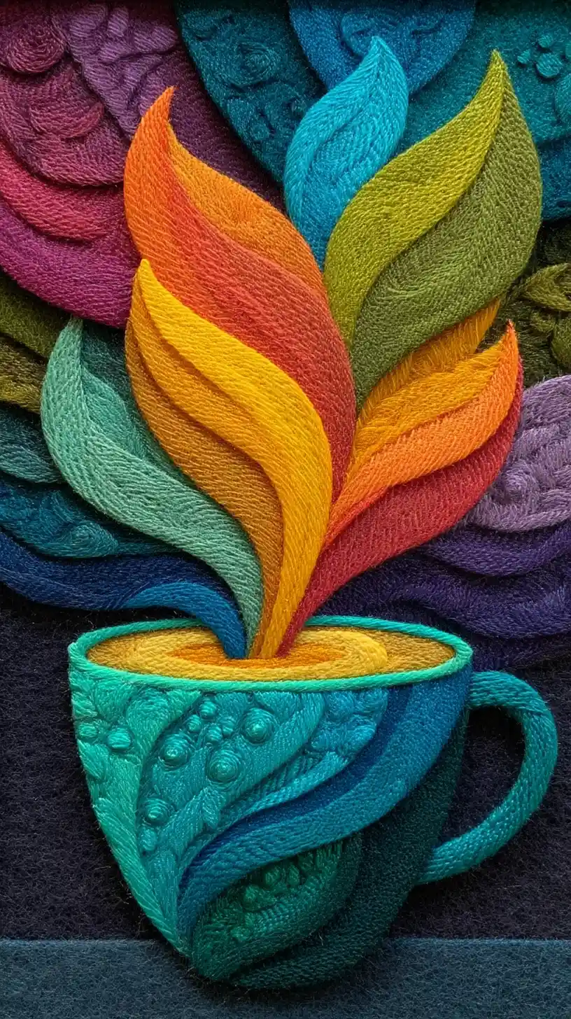 Bunte abstrakte Kaffeetasse in glänzender Fantasy-Malerei