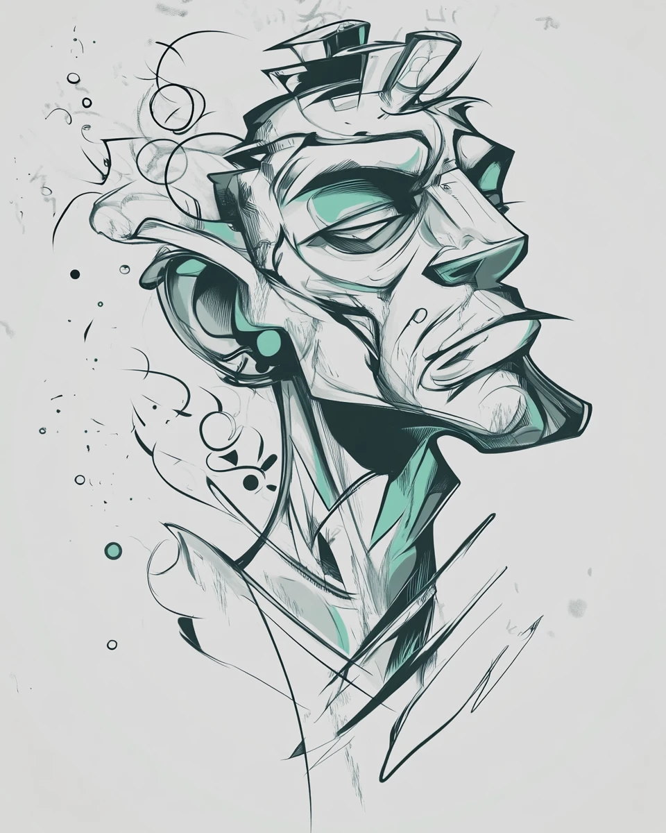 Graffiti character sketch for modern streetwear brand concept