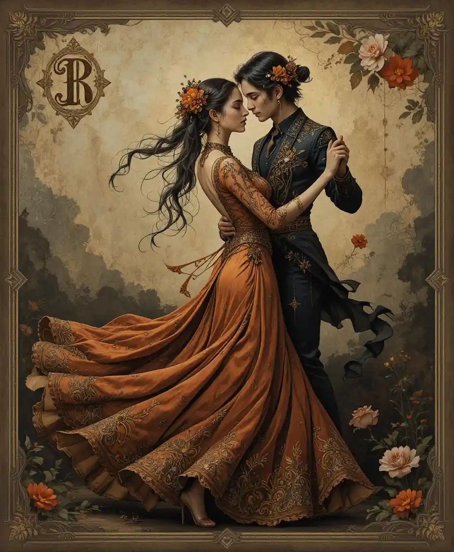 Gothic inspired Iberian woman in ornate traditional attire