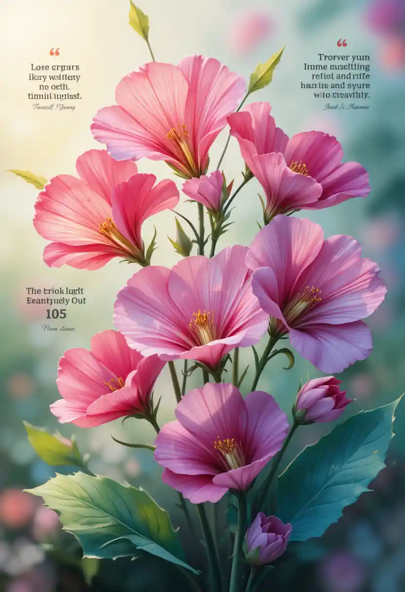 Farbenfroher vektorieller Blumen-Flyer mit inspirierenden Naturzitaten