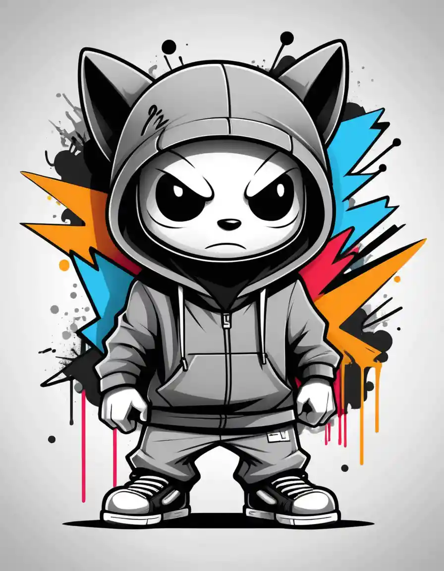 Schizzo concettuale di personaggio graffiti per brand moderno di streetwear