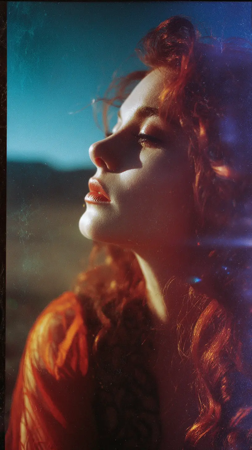 Ethereal portrait of a timeless supernatural woman outdoors