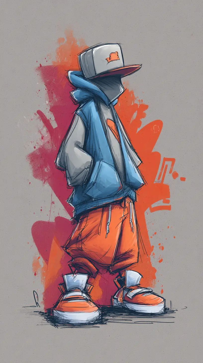 Graffiti character sketch with clean streetwear concept art