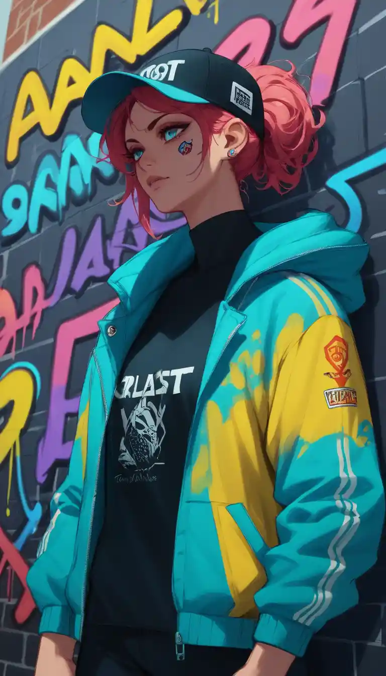 Graffiti character concept art with clean sketch outline