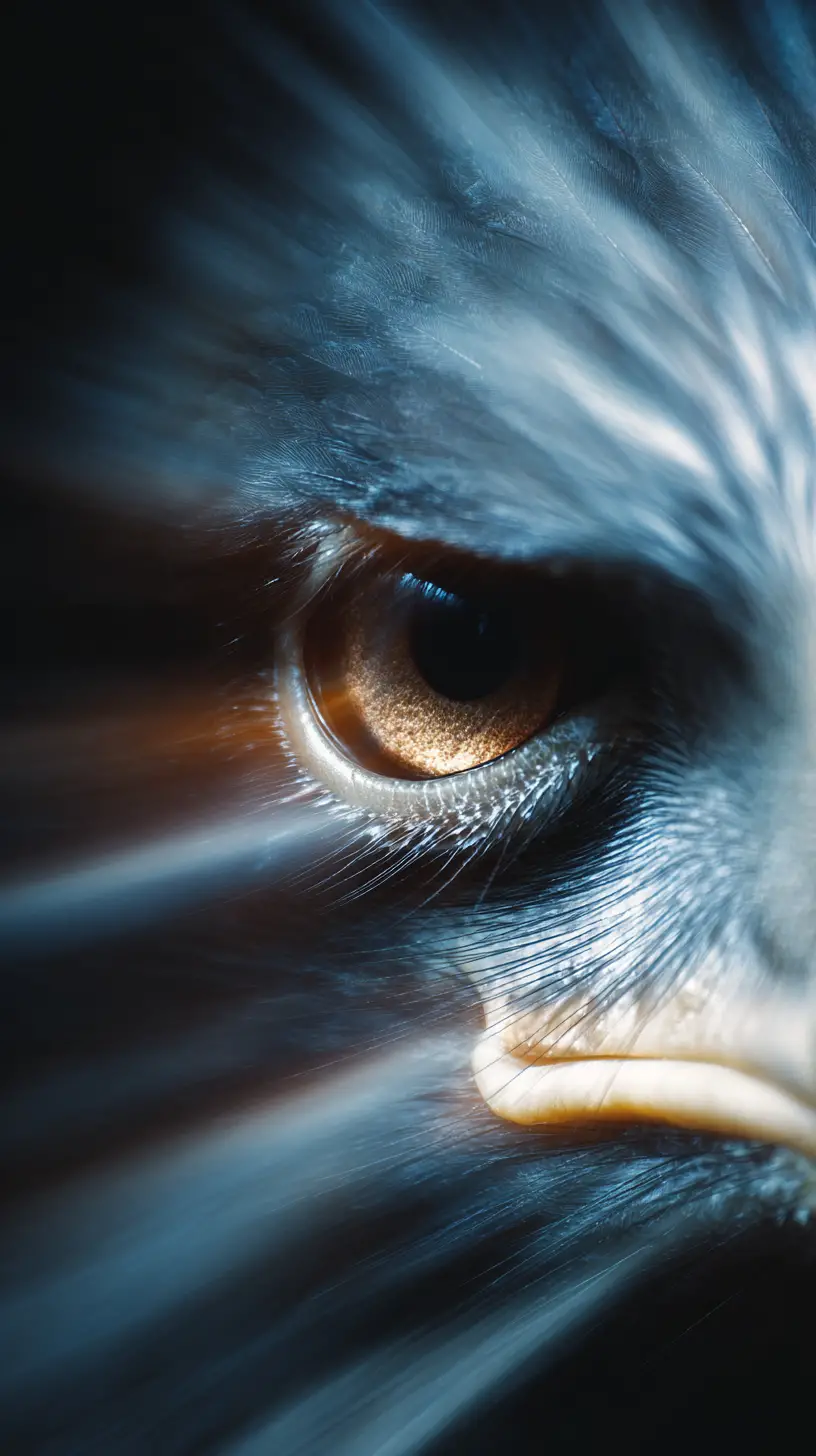 Close up eagle eye in dramatic shadowy photography