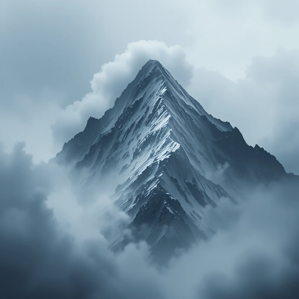 Pico enevoado do K2 em detalhes de montanha fotorrealistas