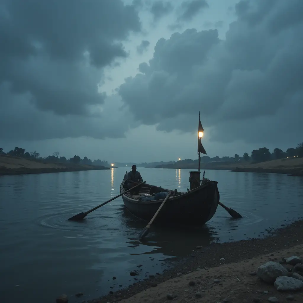 Bateau glissant sur le calme Nil de nuit