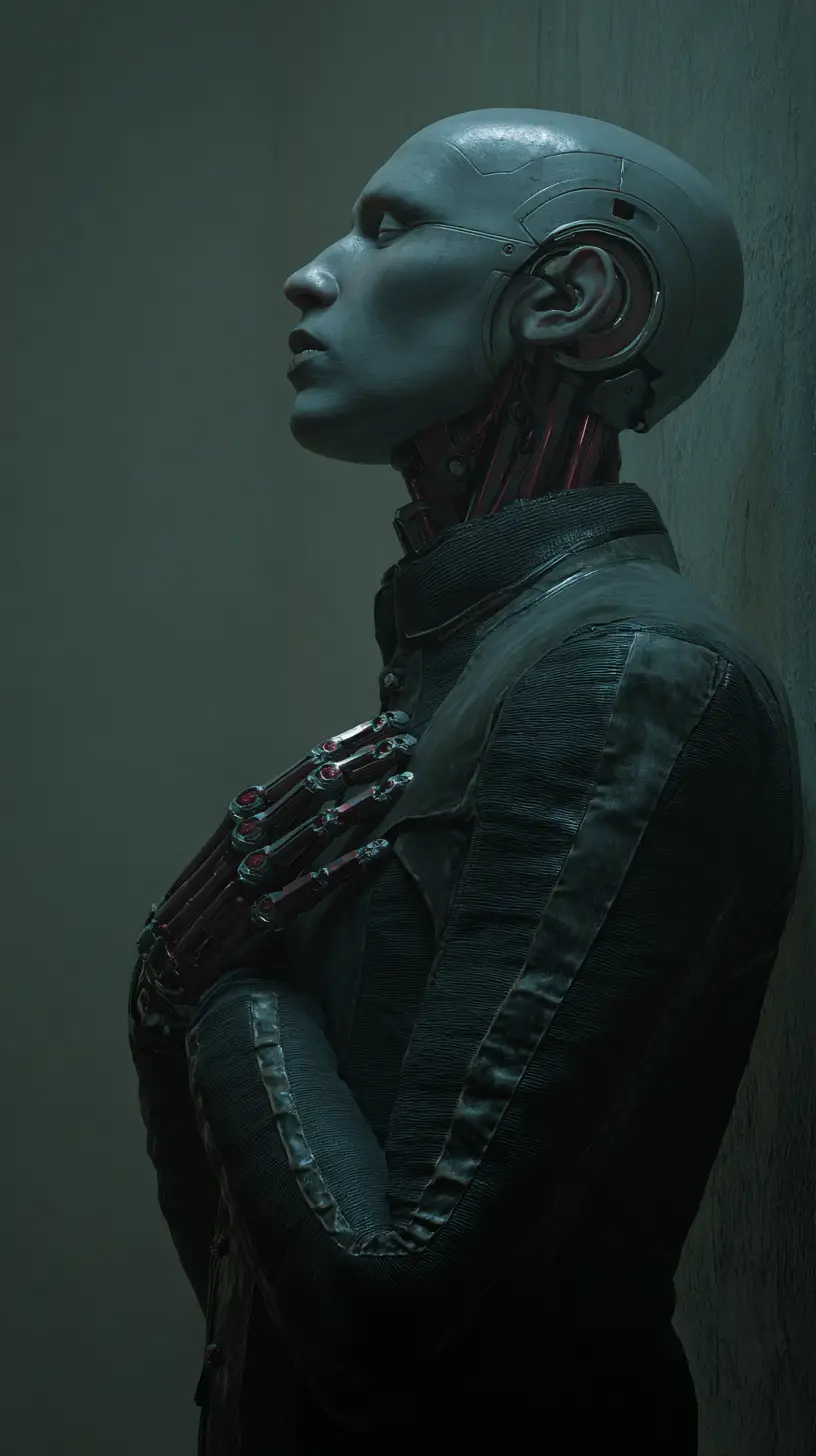 Prisonniers latinos surveillés par des gardiens cyborgs robotiques en prison