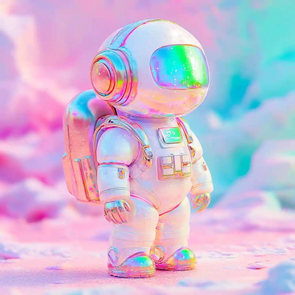 Whimsical metallic fairy standing in pastel colors