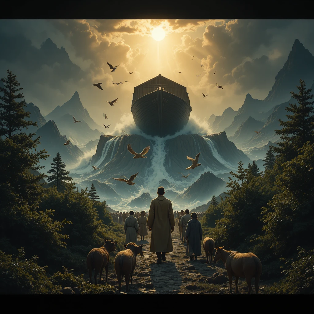 Noah listens to Yahweh in a dramatic close up scene