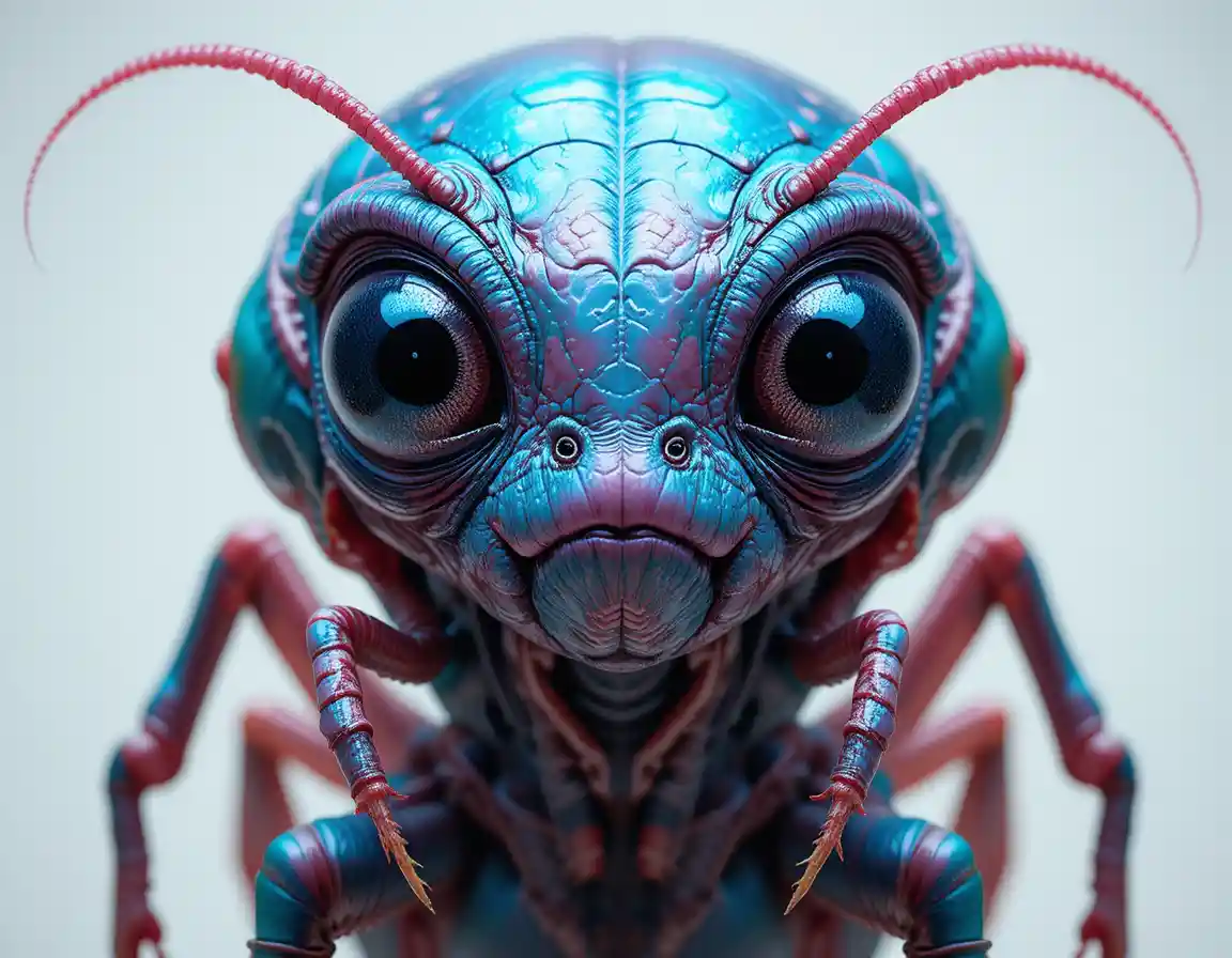Colorful alien arthropod creature in soft digital illustration